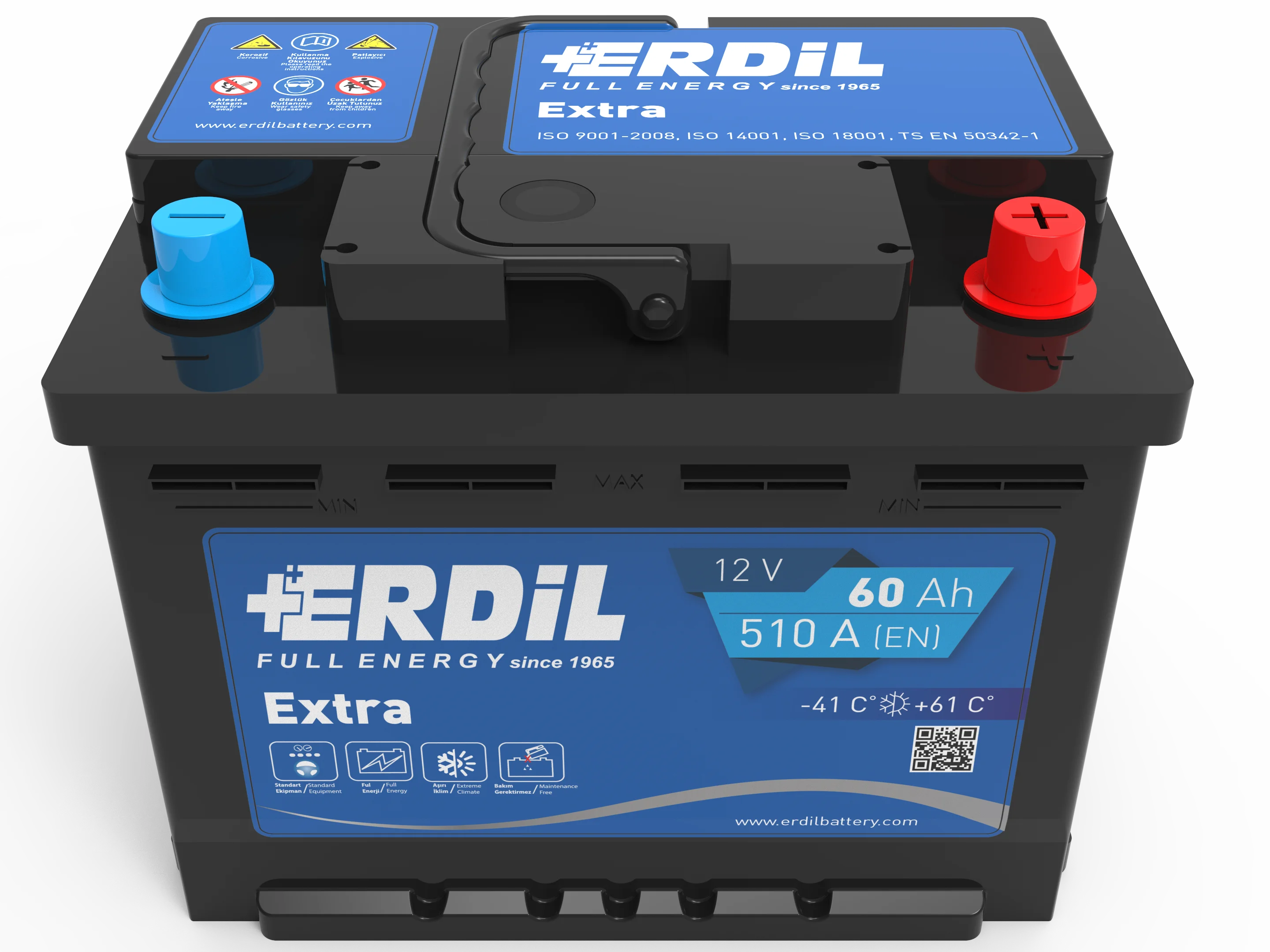 Автомобильная батарея марки Erdil, 12 В, 60 ач, серия DIN, не требует обслуживания, свинцово-кислотная Автомобильная батарея от производителя