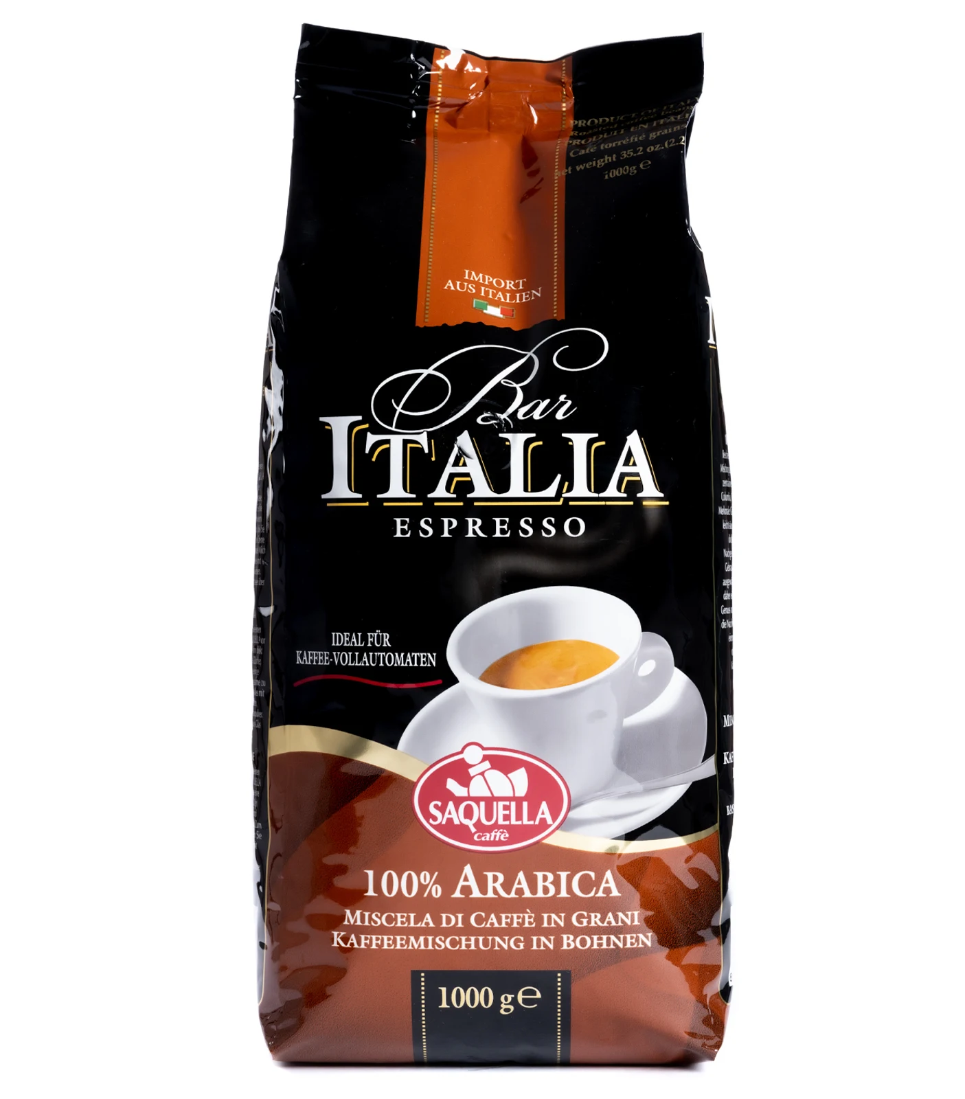 Made in Italy 1 kg bag Bar Italia 100% Arabica Coffee Beans for coffee shops