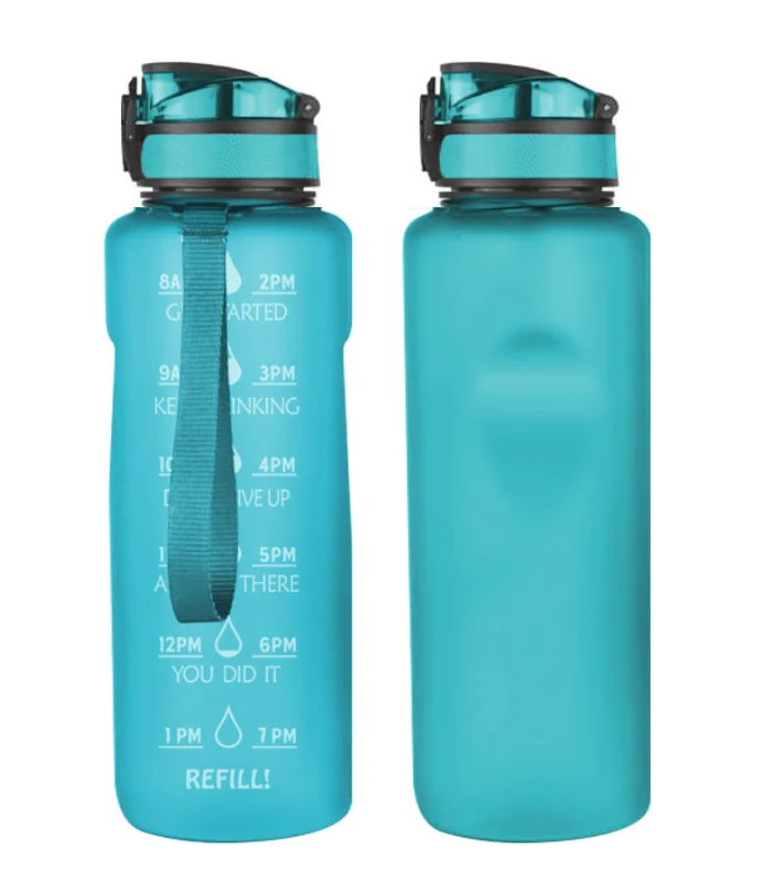 BPA free Wholesale Sports Gradually Changing Color Big Capacity Drinking Large Plastic motivation frosted water bottles
