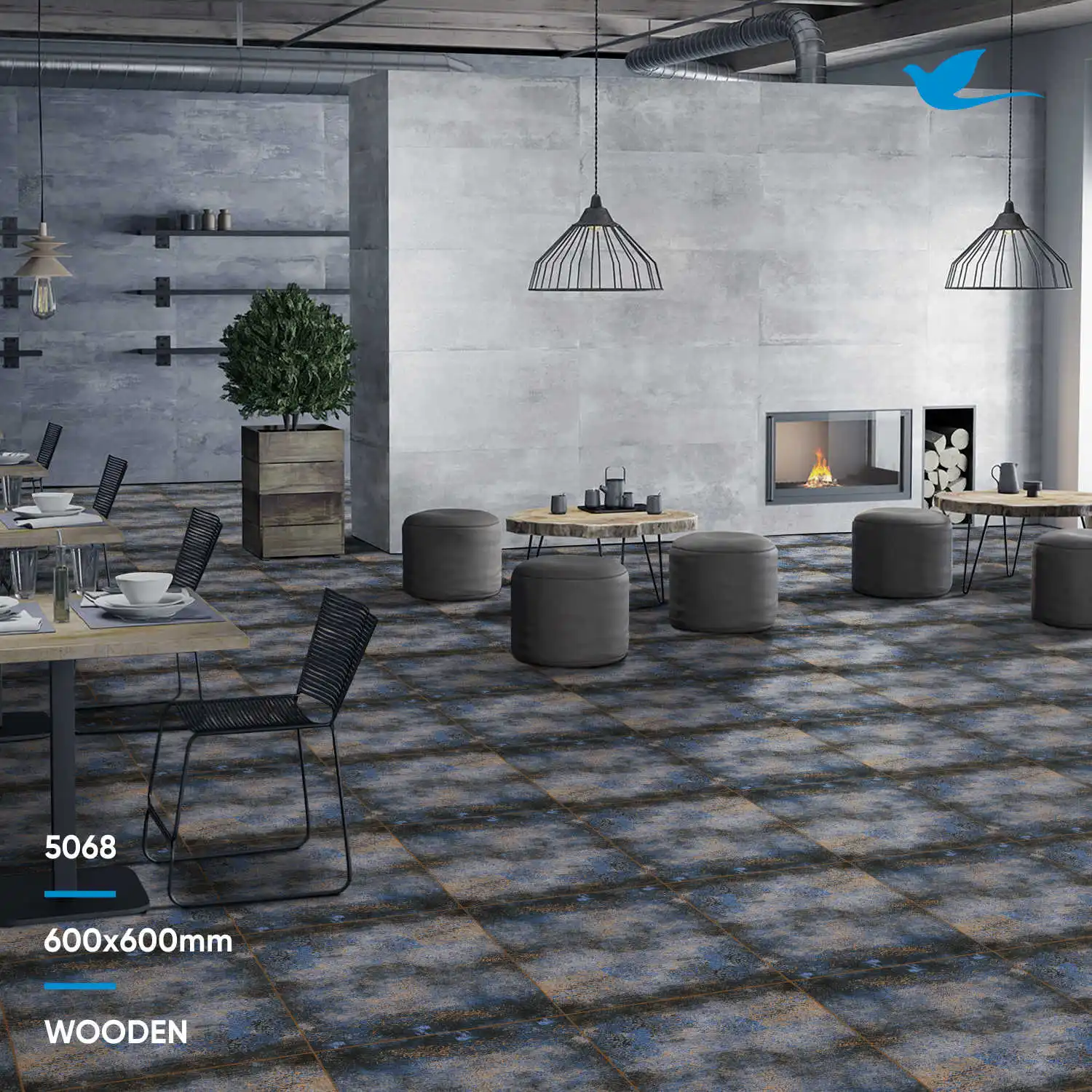 600x600 FACTORY DIRECT PRODUCT CHEAP PRICE BLACK WOODEN MATT  FLOOR TILE for RESTAURANT From Indian Manufacturer