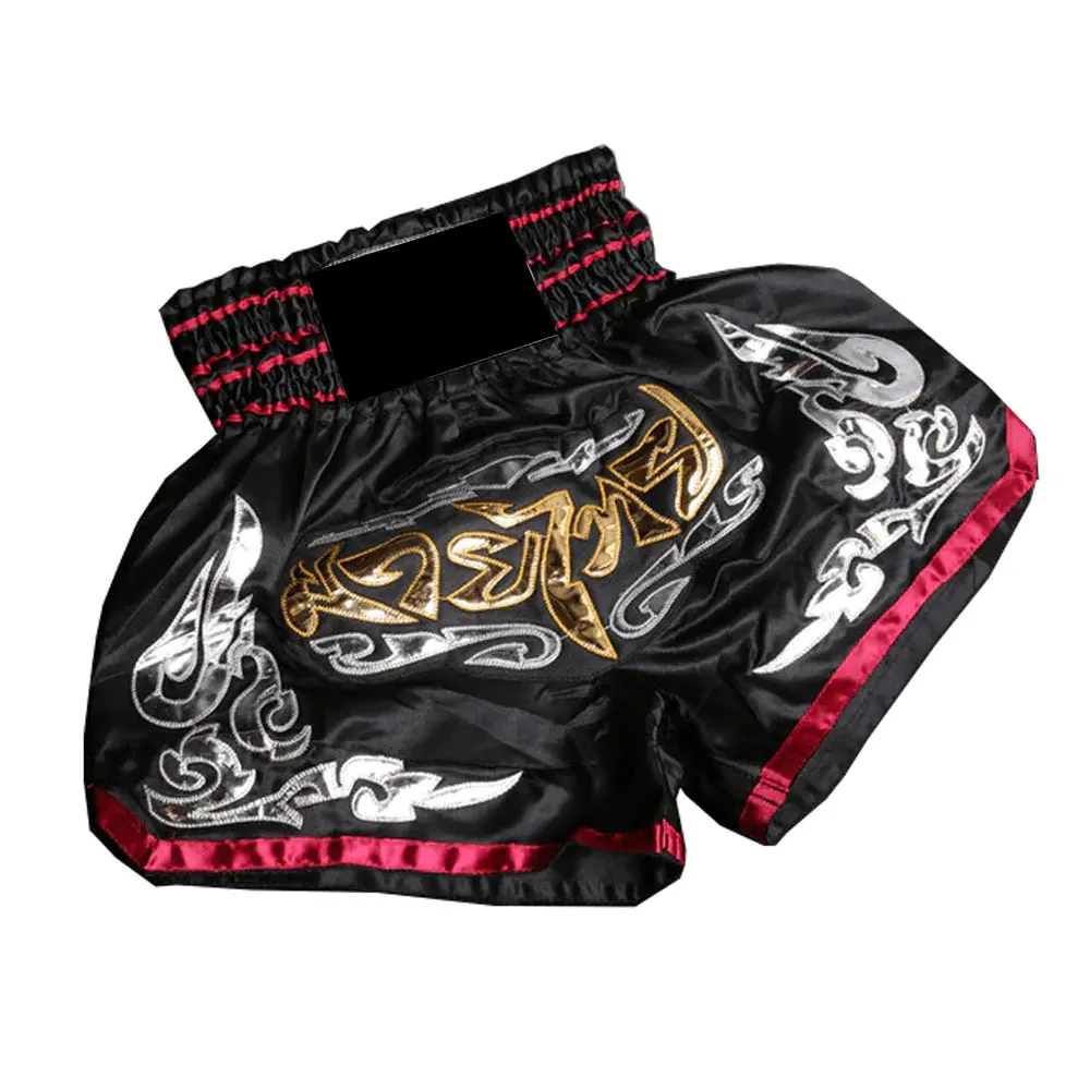 Wholesale Plain Fight Mma Custom Logo Kick Boxing Muay Thai Shorts Pink Purple Black Red White Light XXL Cotton Blue Embroidery