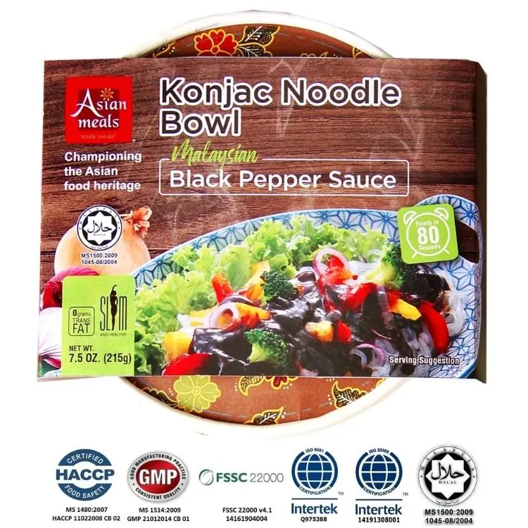 Оптовая продажа миска для лапши мгновенного приготовления Konjac Yam черный перечный соус Konnyaku Shirataki высокое качество Халяль Малайзия вкусные