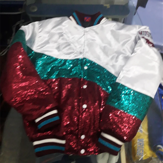 Women Baseball Fashion Design Women Custom Bomber Sequin Jacket