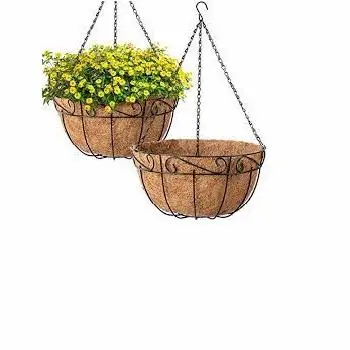 WROUGHT IRON WIRE HANGING PLANT BUCKET GARDEN GALVANIZED HANGING PLANT BUCKET HANGING DECORATIVE PLANTER
