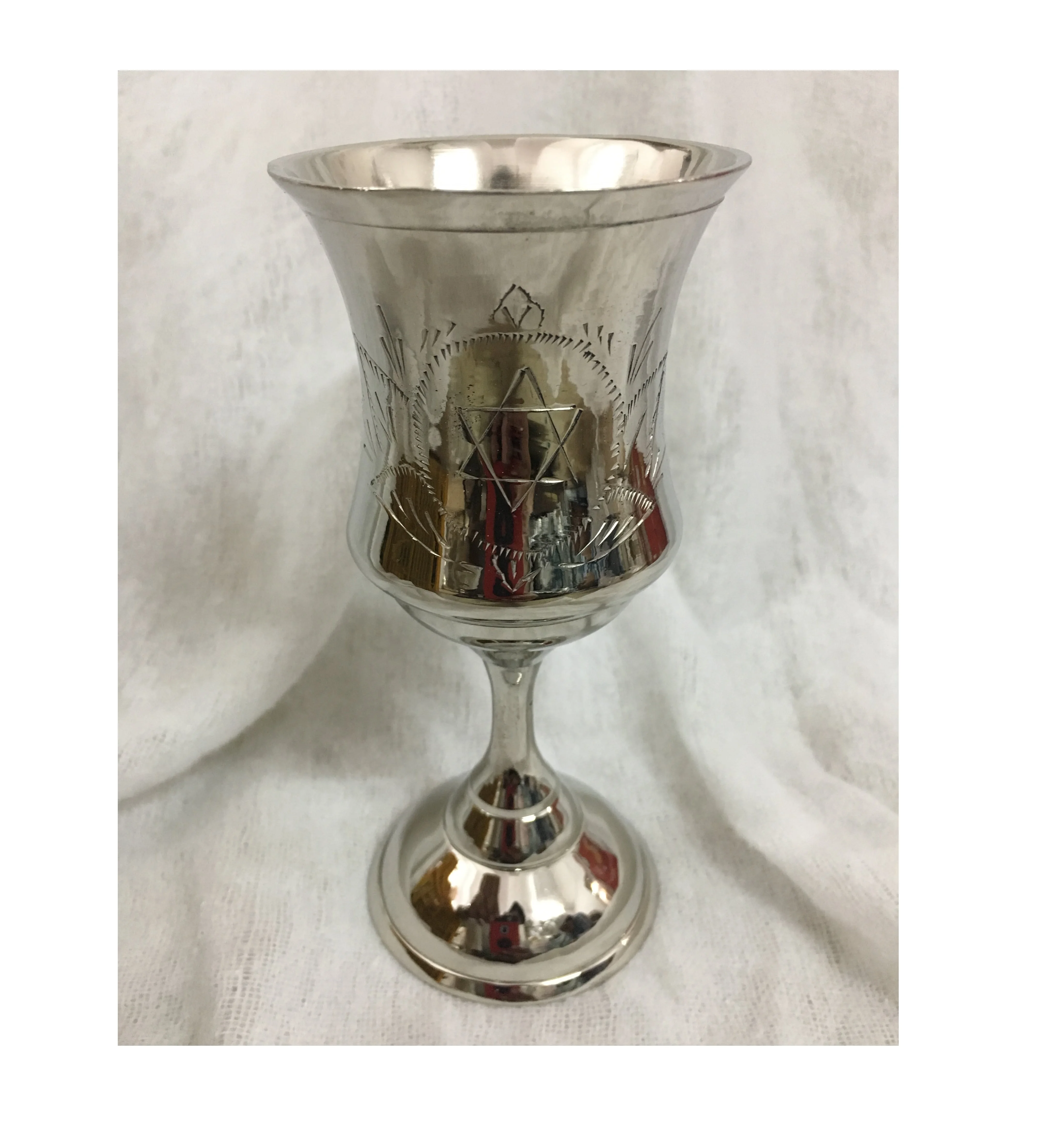 Jewish Giftware Design Pewter Kiddush Cup Religious handicraft Cup with a Star of David Engraved at wholesale price from India