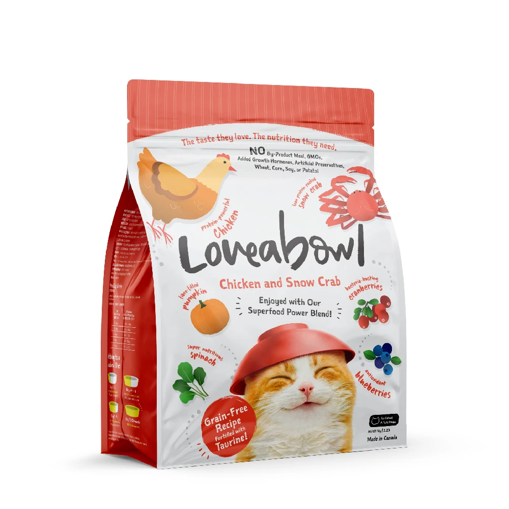 
Loveabowl Brand 2.20LB Cat Dry Food Canada Origin Low Fat High Protein Chicken Snow Crab Healthy Bones Cat Food 