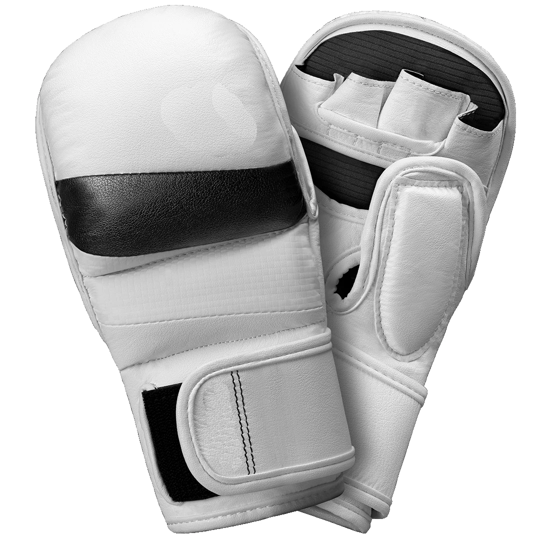 MMA Hybrid Gloves White High Quality Genuine Leather New Trendy Gym Fitness Kickboxing Gloves for Training