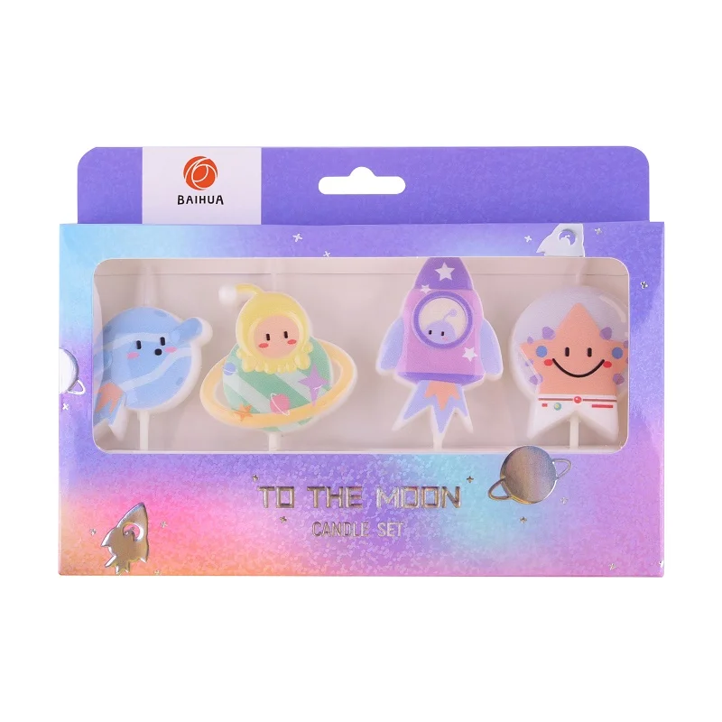 Baihua Fantasy 3D Design Space Theme Birthday Cake Candles For Boys and Girls