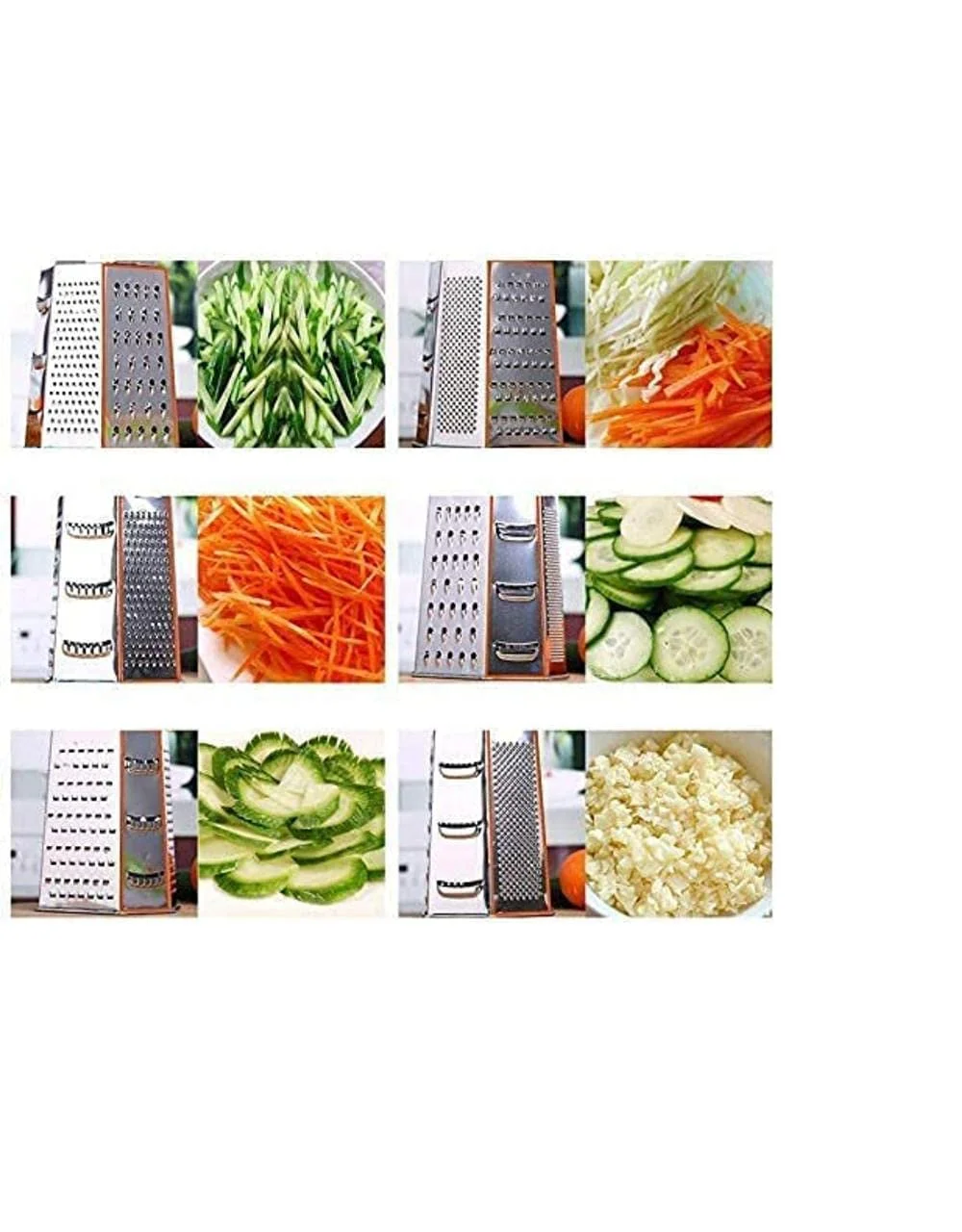 Stainless Steel Grater and Slicer with 6 Sides  Plastic Storage and Lid for Cheese Vegetables  Ginger Garlic  Orange