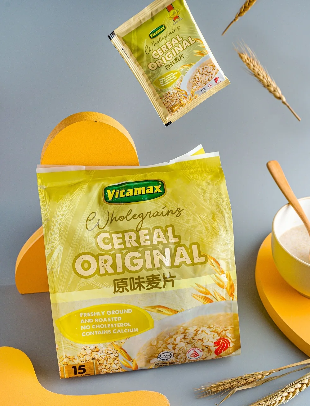 Low-Fat Energy Booster Wheat Breakfast Cereal Vitamax Instant Wholegrains Original Cereal 30g x 15s x 20p made from Malaysia