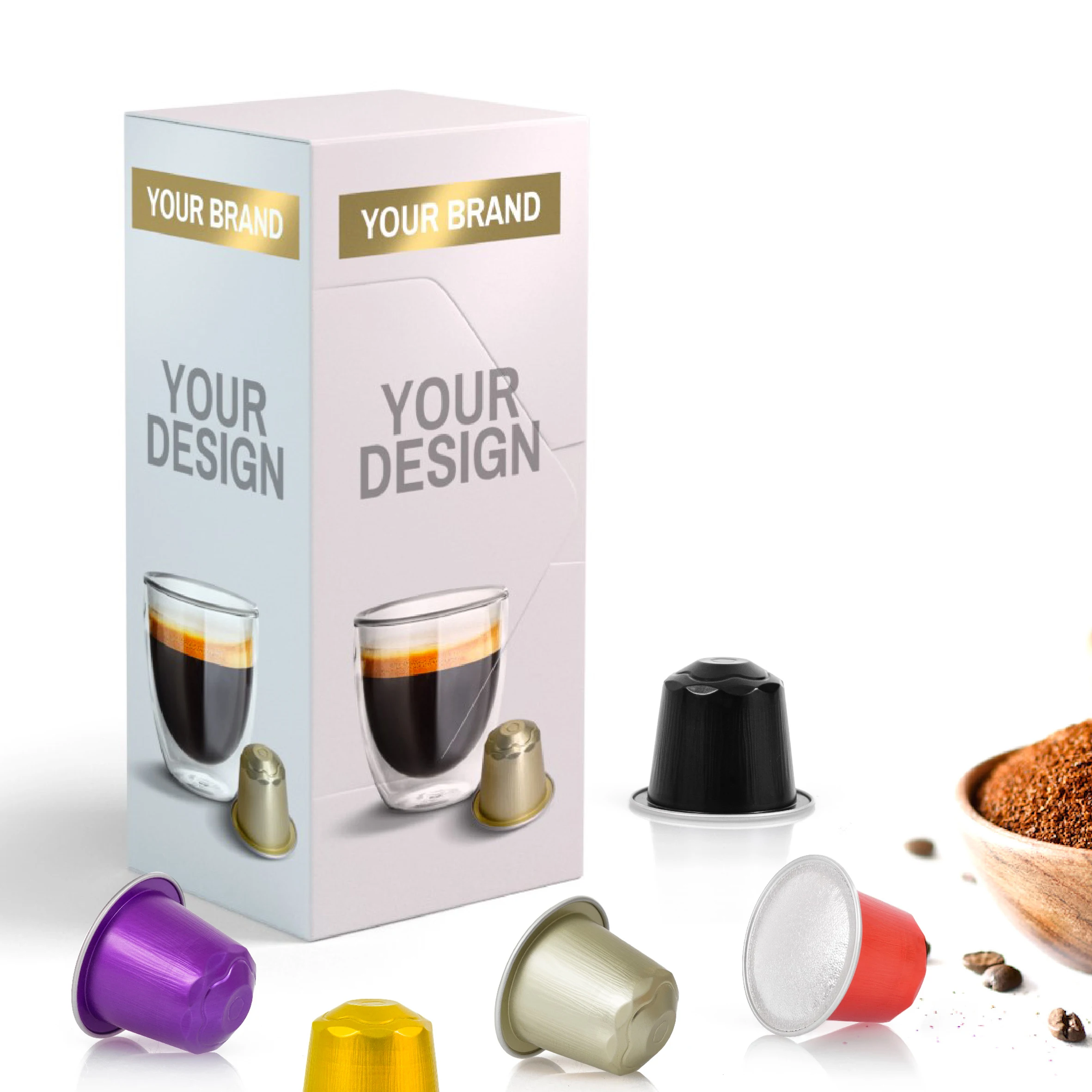 Italian private label 100% Arabica coffee blend Nespresso compatible aluminum capsules box 20 capsules