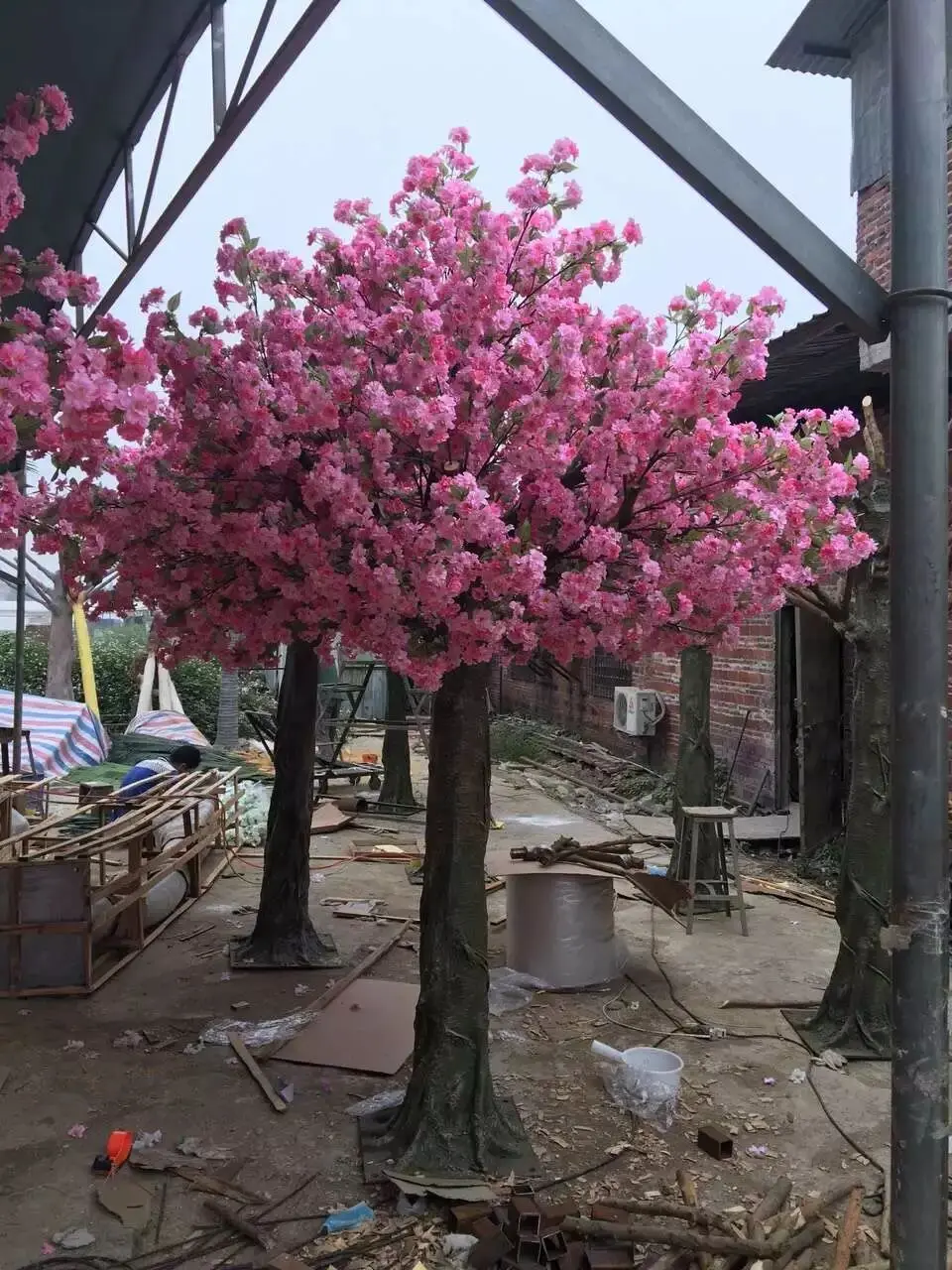 7 foot tall outdoor fake Peach Blossom trees big artificial plants wooden christmas decoration for christmas tree