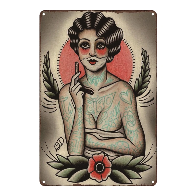 Прямая поставка с фабрики, декоративные винтажные металлические жестяные знаки в стиле ретро для татуировок, декоративные тарелки для стрижки волос в салоне парикмахерской