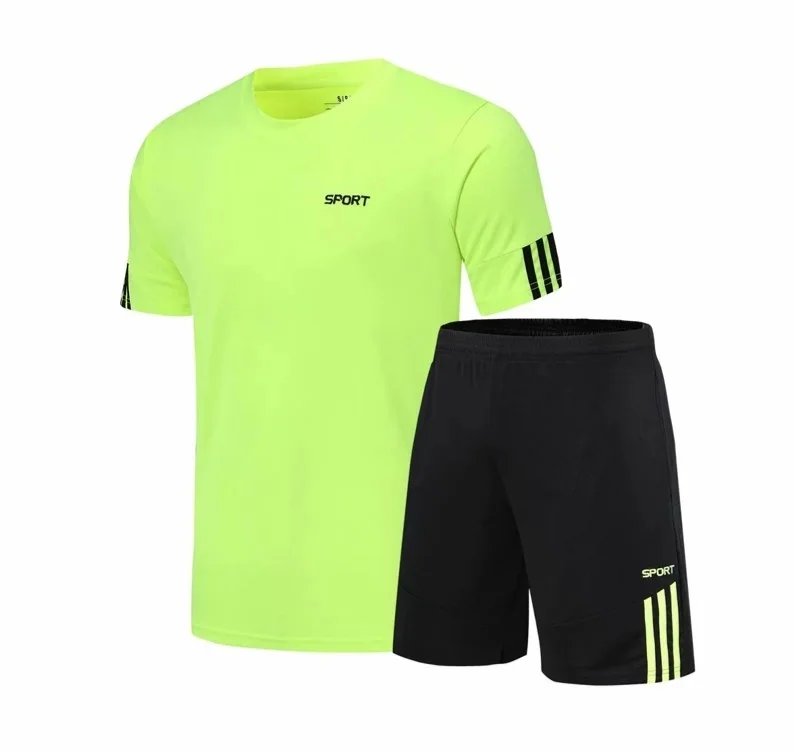 2021 Custom Men Running Shorts With Short Sleeve T-Shirt  two Piece set Jogging Set