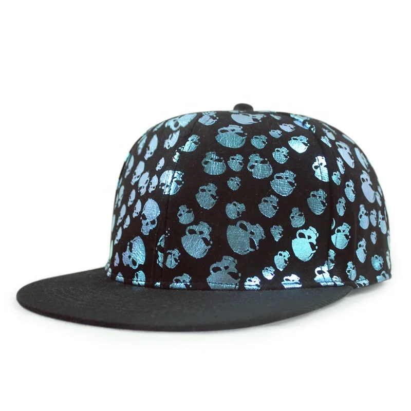 Unisex printed multi color hip-hop adult skull snap back cap
