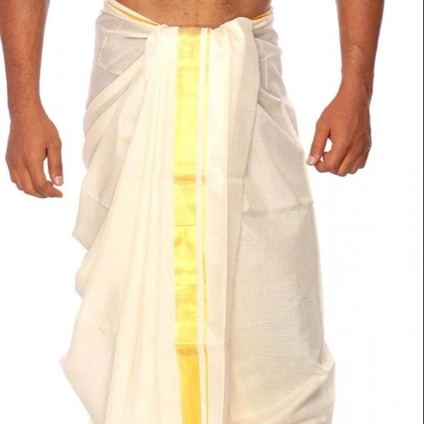 UNSTICHED SOUTH INDIAN Ethnic DHOTI for MEN Traditional Rajasthani Lace Work Wedding Season Latest 2021 Bottom wear Wholesale