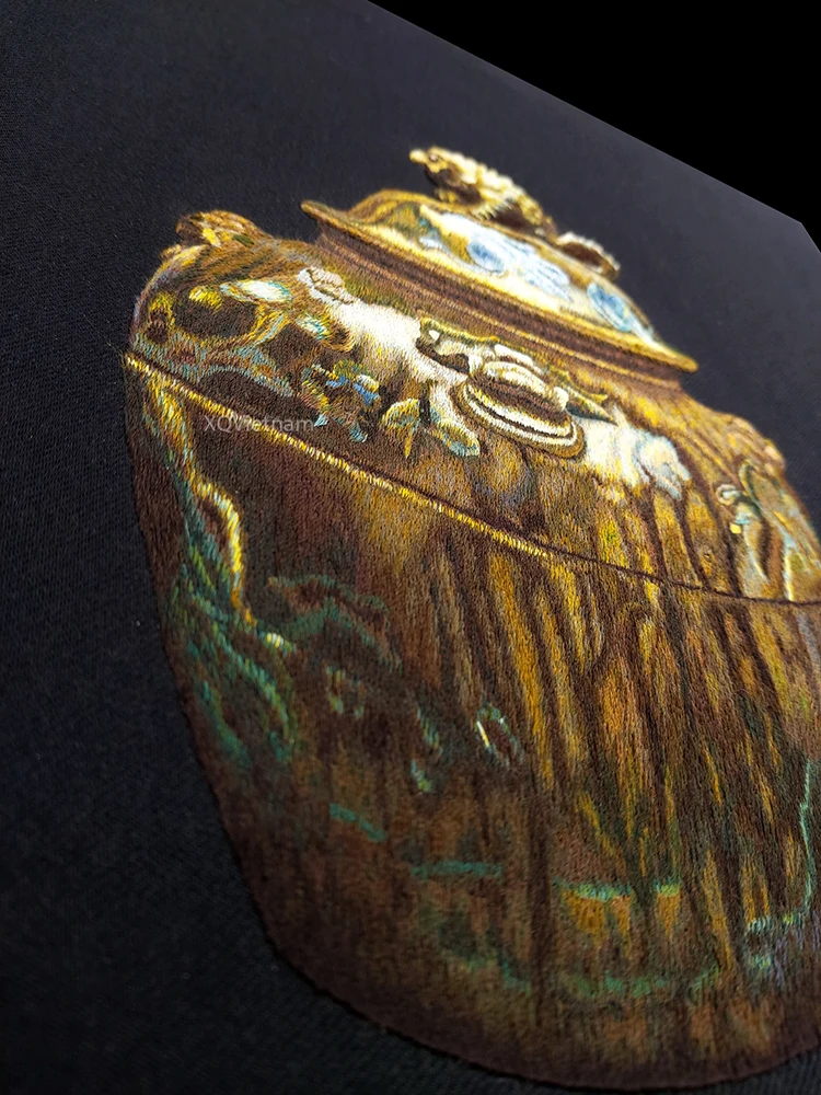 Traditional Style The Antique Jar 21 Still Life Hand Embroidery Paintings on Thread Silk Cotton