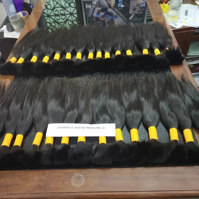 Natural Virgin Straight Bulk Human Hair Braiding Extensions