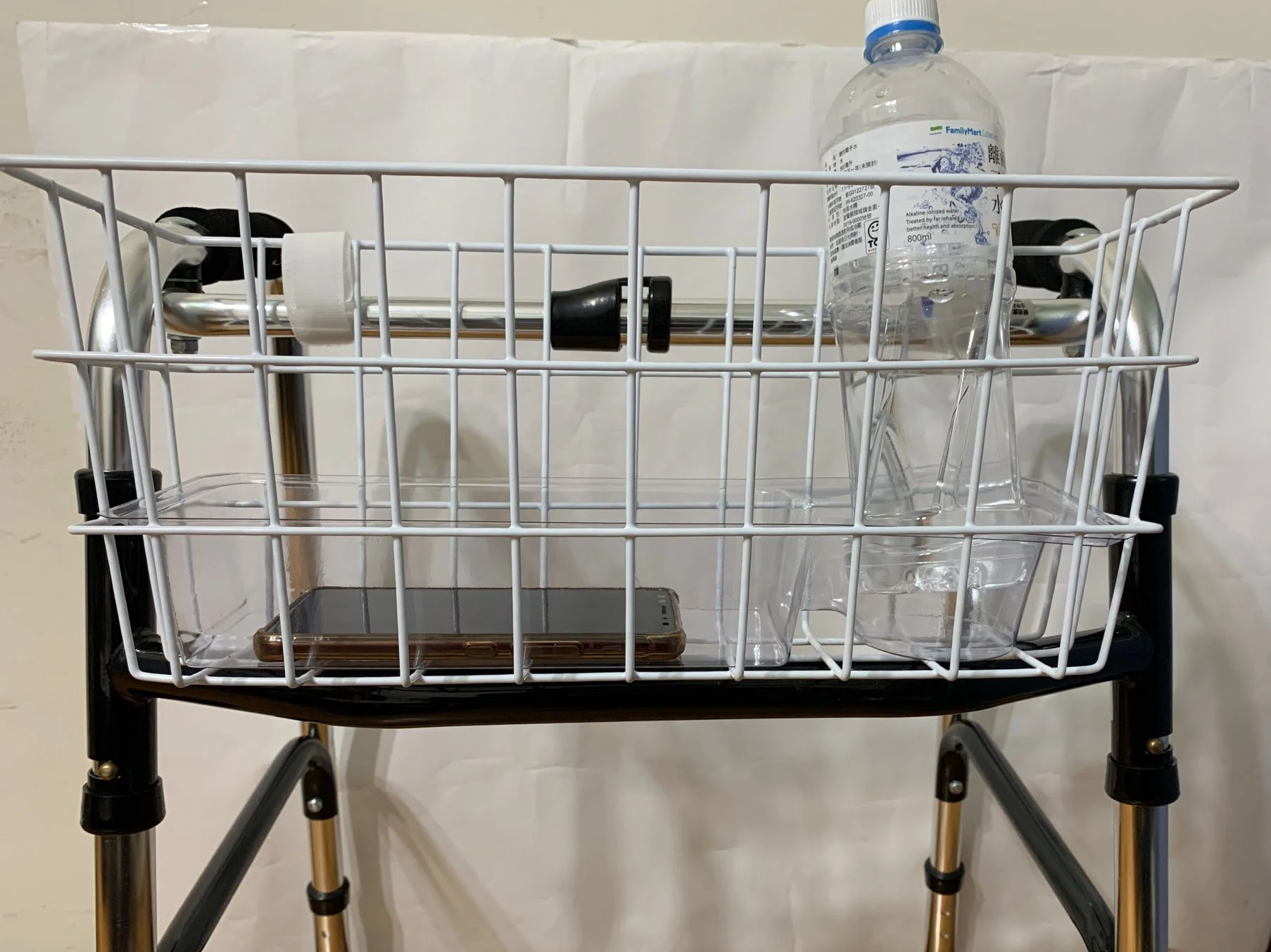 Steel wire walker basket with blister tray for Adult Elderly disable, easy moving & storage