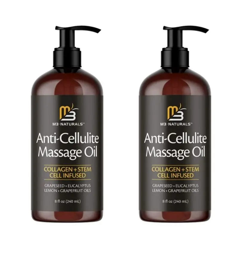 Массажное масло для удаления целлюлита M3 Naturals с коллагеновыми стволовыми клетками, Натуральный Лосьон, растяжка кожи (2 шт. в упаковке)