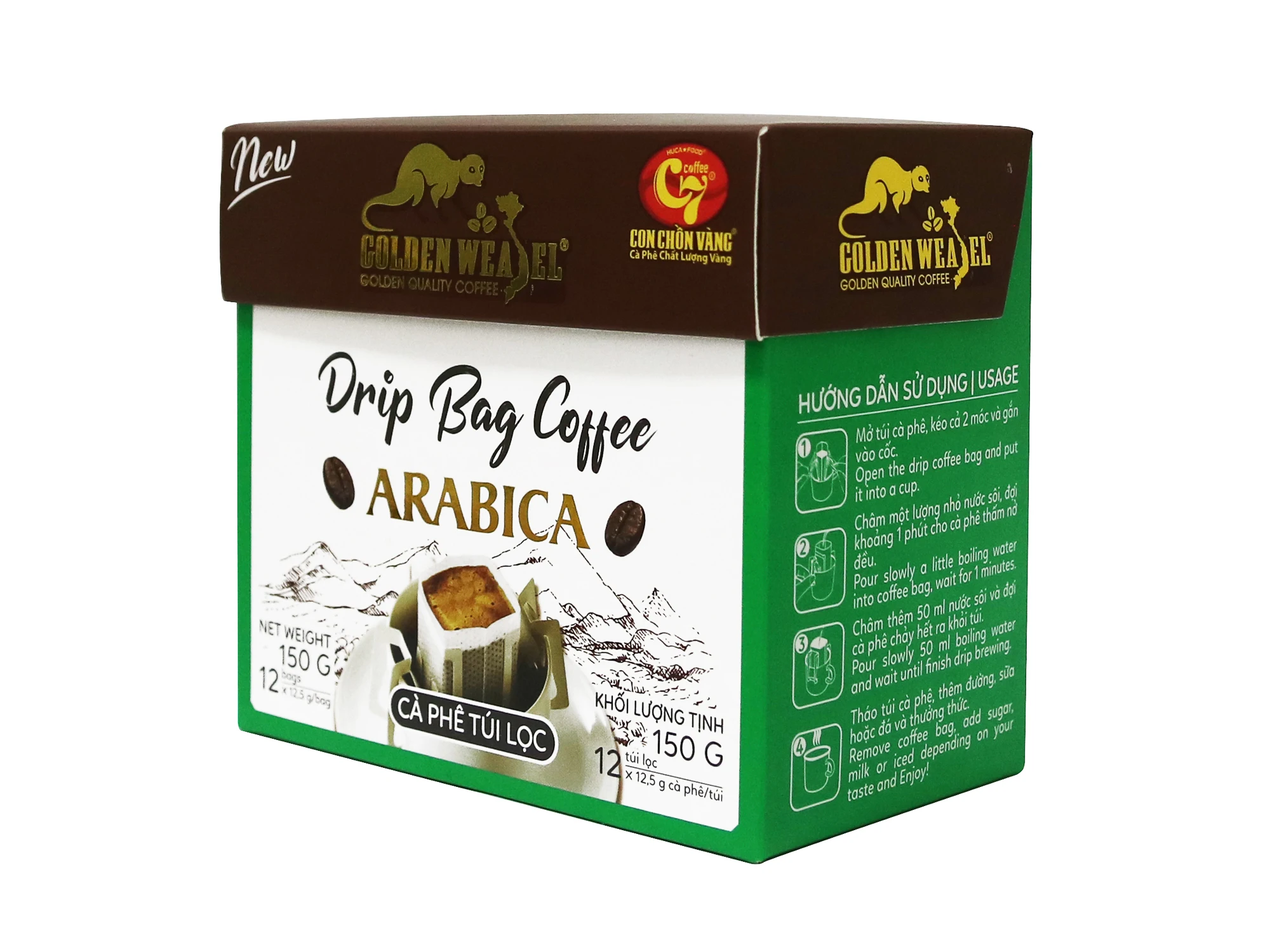 OEM ODM частная торговая марка «Golden weasel»-кофе Арабика в капельном пакете одноразовый фильтр среднее жареное молочко кофе