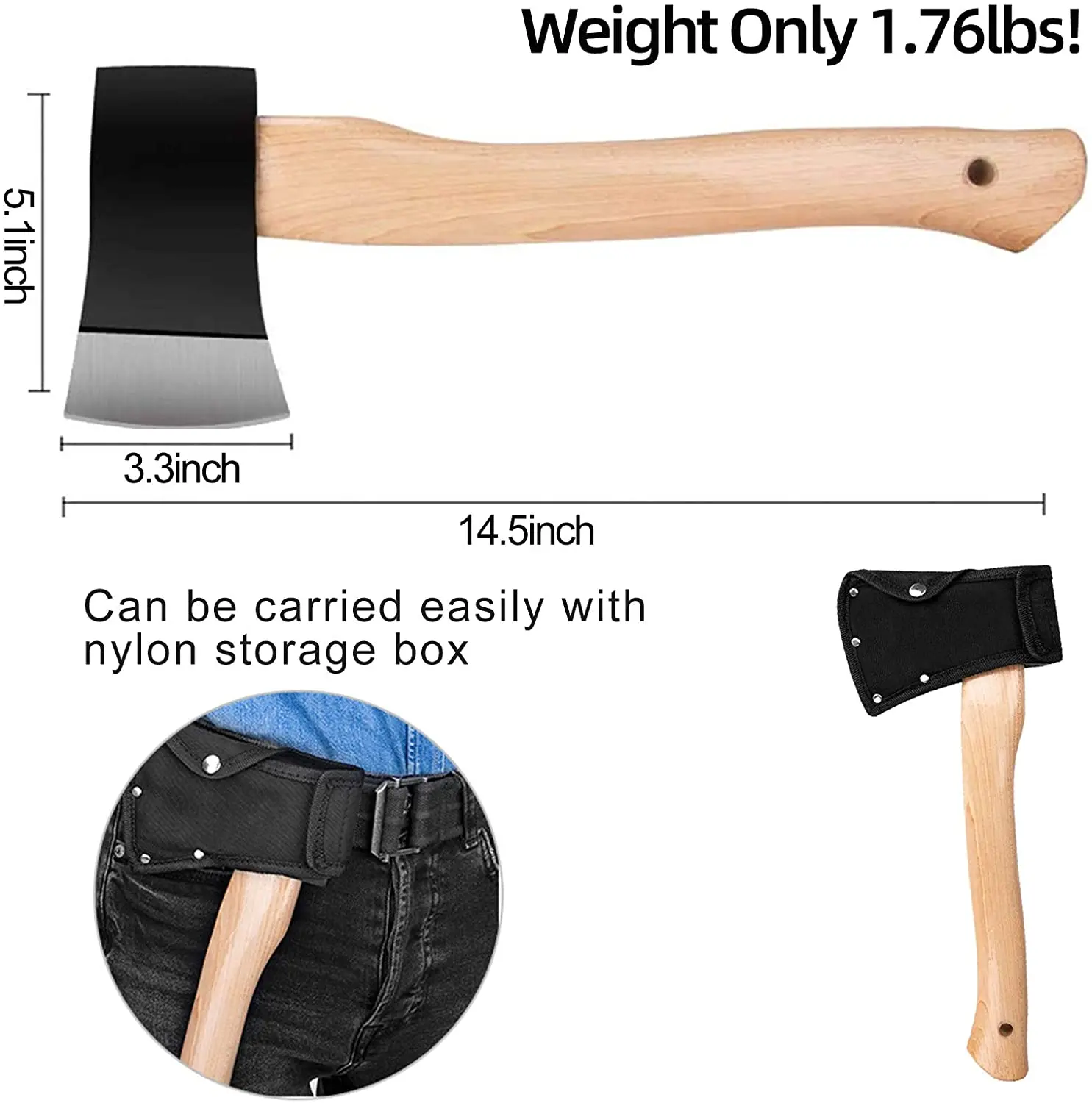 Eletorot топор для кемпинга 14in деревянный разделения маленький с деревянной ручкой ручные инструменты (черный)