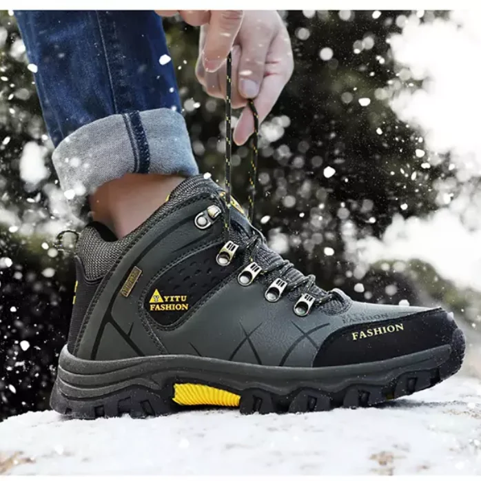 Custom Design High Heel Waterproof Outdoor Large Size Mens Winter Snow Hiking Boots Shoes