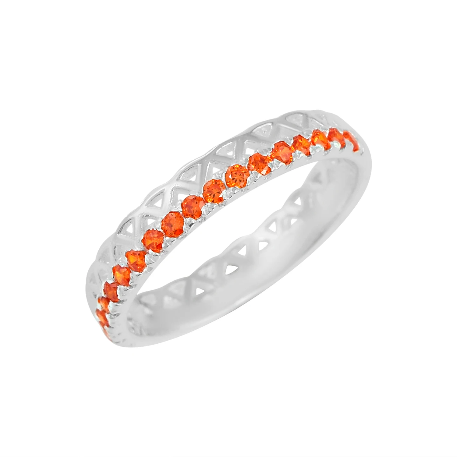 925 Sterling Silver Crown Design Stylish Minimalist Half Eternity Band Carnelian Gemstone Band Ring Fine Jewelry For Her
