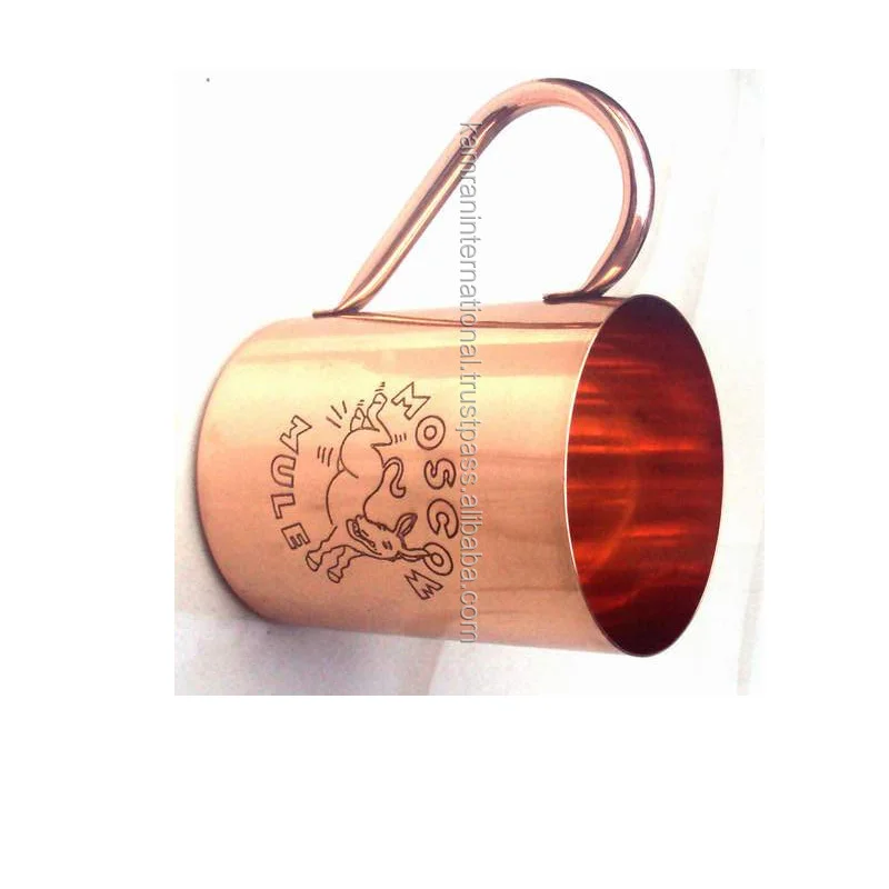 BPA FREE 100% COPPER CYLINDER SHAPED MULE MUG WITH COPPER HANDLE HANDCRAFTED COPPER MUG