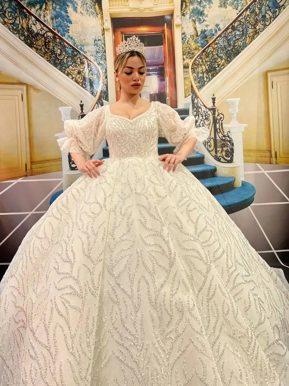 Turkish Woman Wedding Dress Bridal Gown Elegant Long Party Dress Evening Dress Chiffon Tulle Satin Luxury High Quality