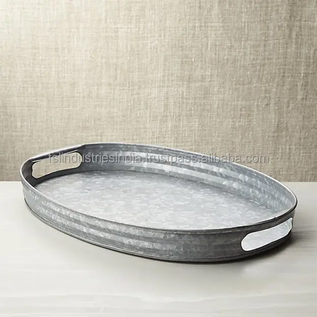 
Black Rounded Tray Serving Design And Decorative Painted Finishing Metal Tray Serving Food Design Trays 