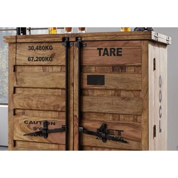 Industrial Container Style Factory Designer Bar Cabinet Jodhpur Solid Wood Bar Cabinet Indian Vintage Rustic Bar Cabinet