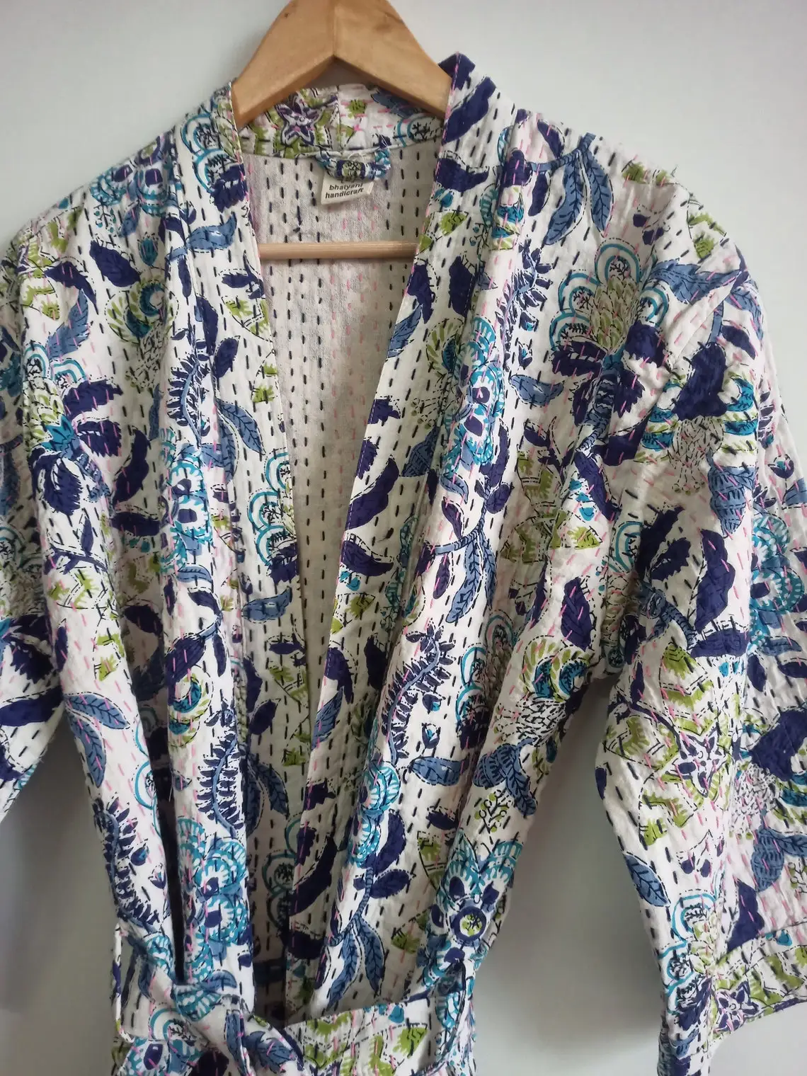 Manufacturer And Wholesale Indian Handmade Kantha Kimono Beach Dress Cotton Cardigan Beach Kimono Kaftan