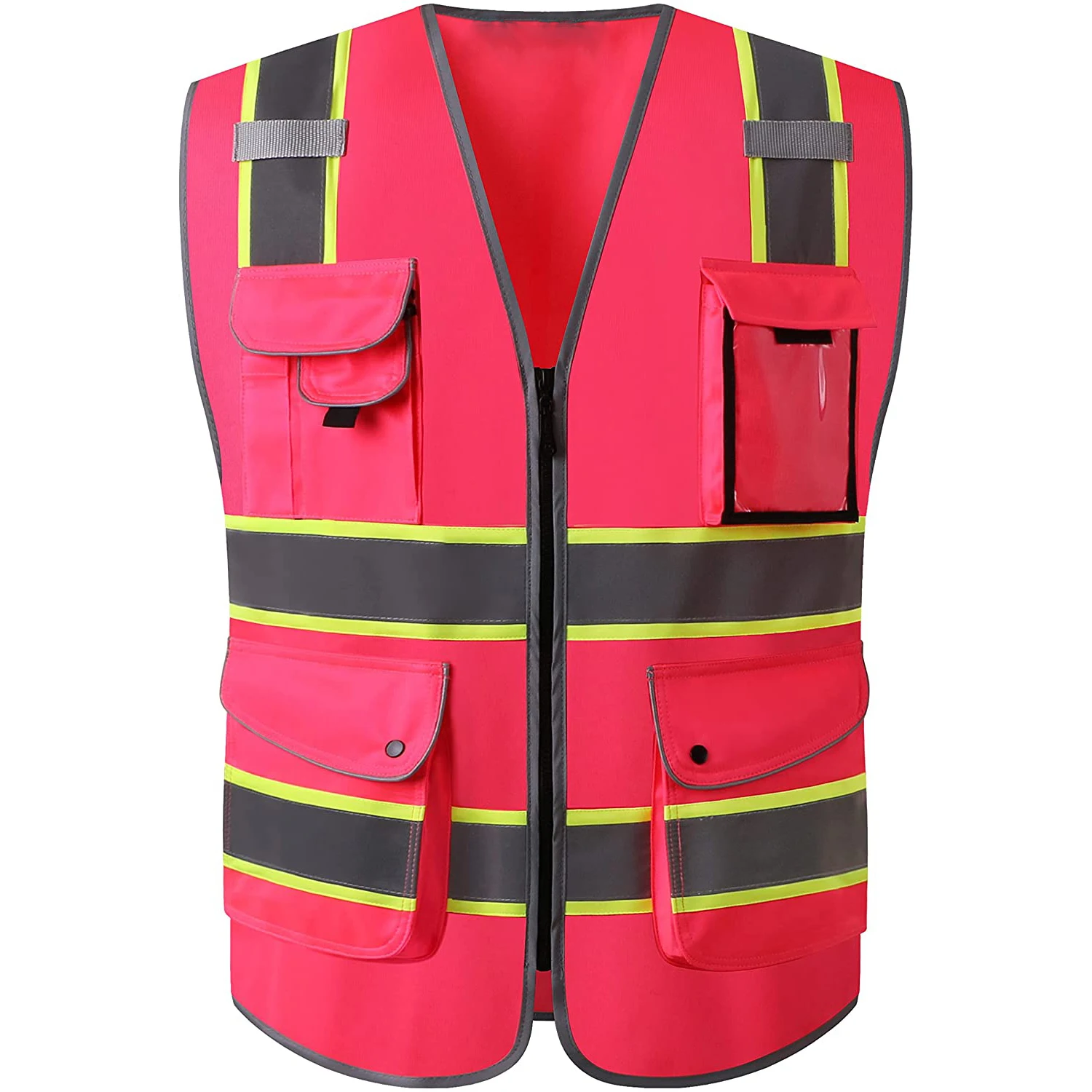 OEM Customized logo high visibility reflector construction work pockets reflective safety vest