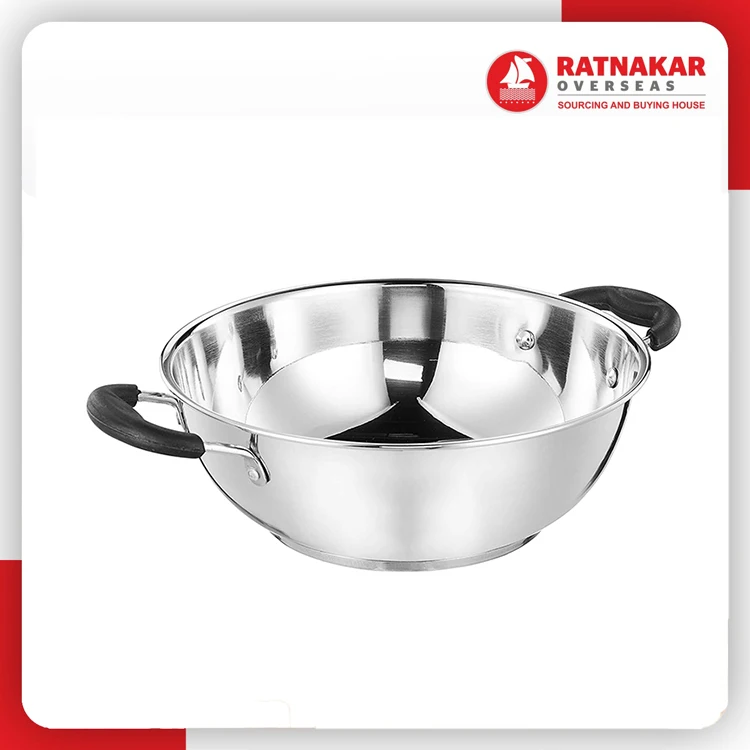 2022 Hot Selling Iron Kadhai Induction Bottom Non Stick Stainless Steel Cookware Sets Steel Lid Gift Box & Master Carton 1000pcs