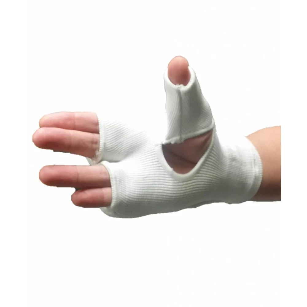 WHITE ELASTIC KARATE MITTS, Boxing, MMA, Inner Gloves, 2cm Padding