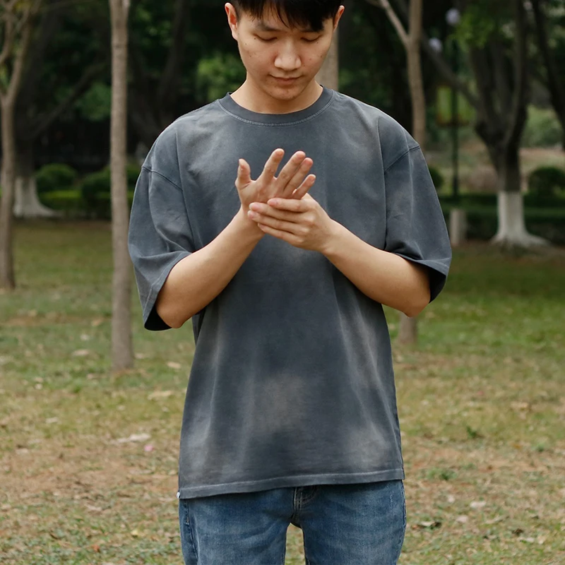 Men Streetwear Gym Tie Dye Bulk 100% Cotton Acid wash Oversize Short-Sleeved Blank Custom Kids T-shirts