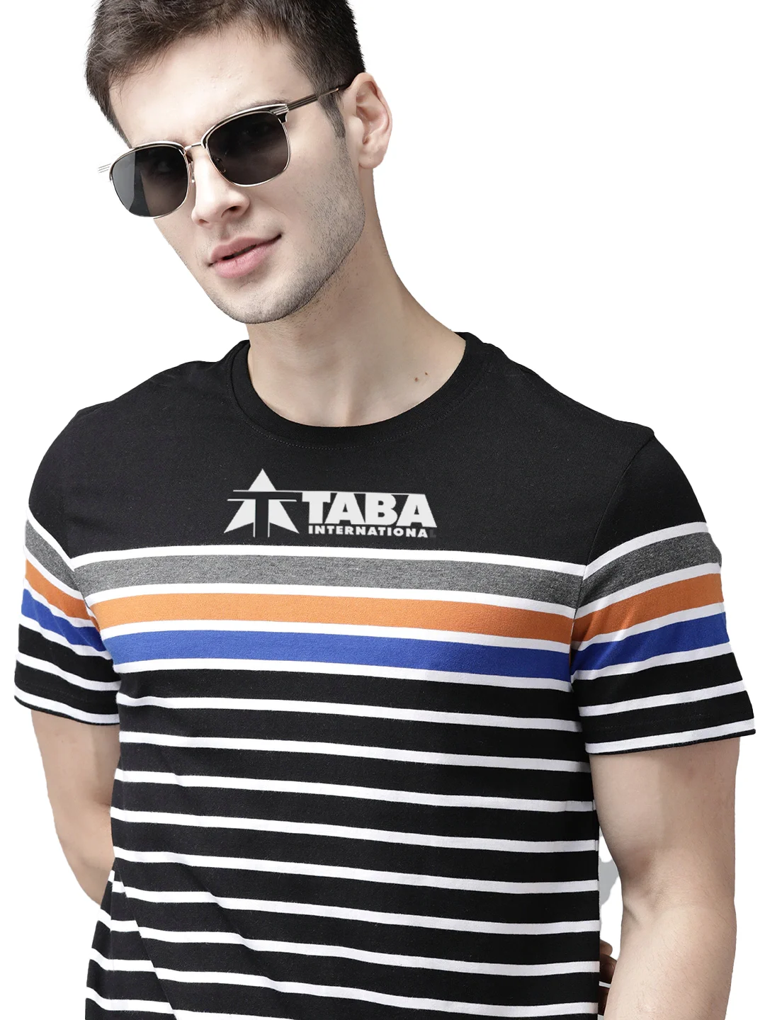 Мужская черно-белая футболка в полоску из чистого хлопка с круглым вырезом 2021 на заказ 100%