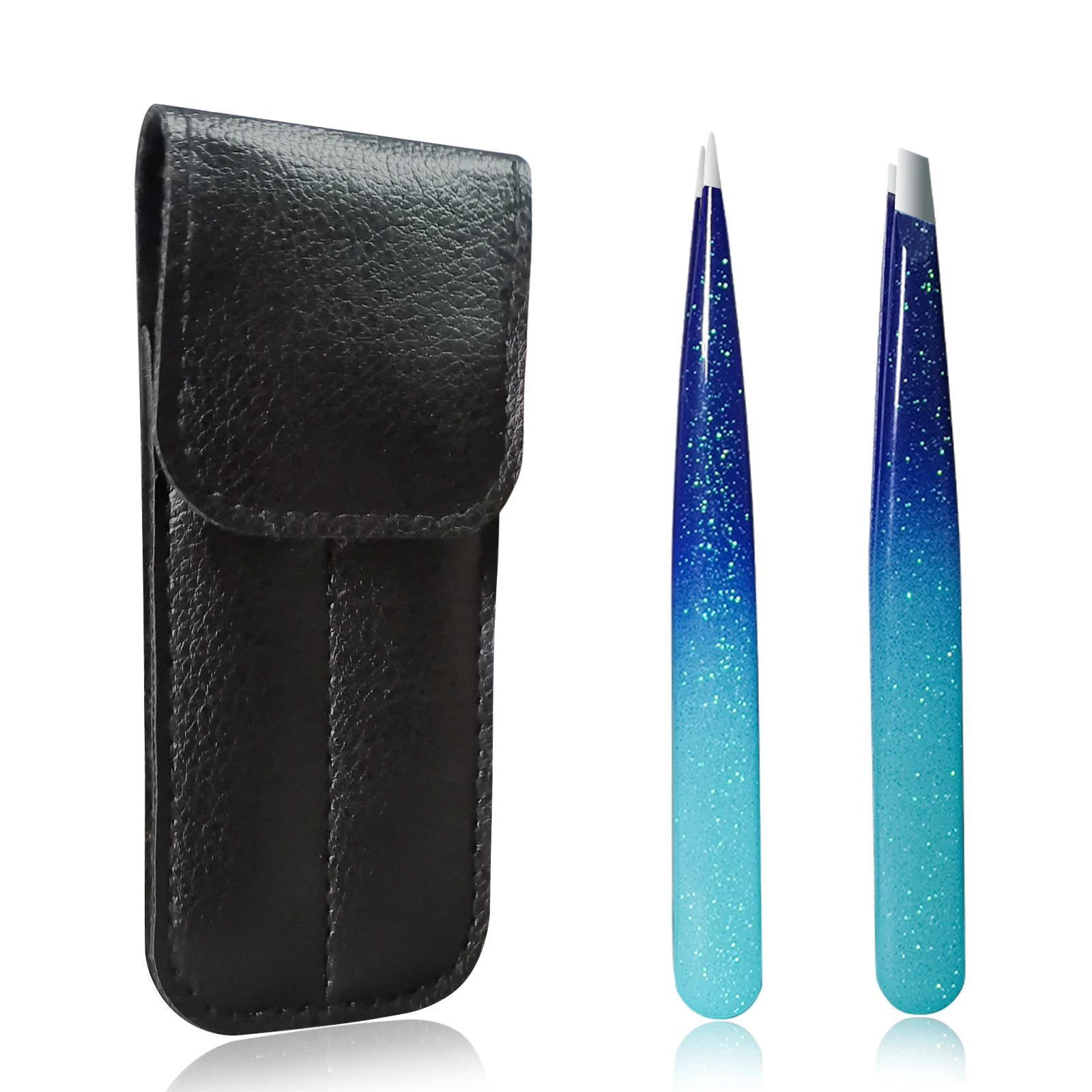 Горячая Распродажа накладные для наращивания ресниц Пинцет из нержавеющей стали из 2-х предметов; Сумке из искусственной кожи; Косой острый для бровей Пинцет из нержавеющей стали