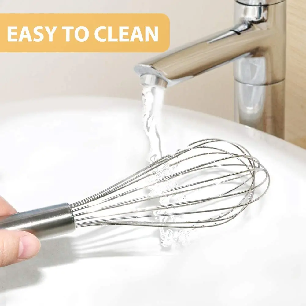Factory Direct Kitchen Accessories Food Grade Stainless Steel 12 Inch Manual Egg Whisk