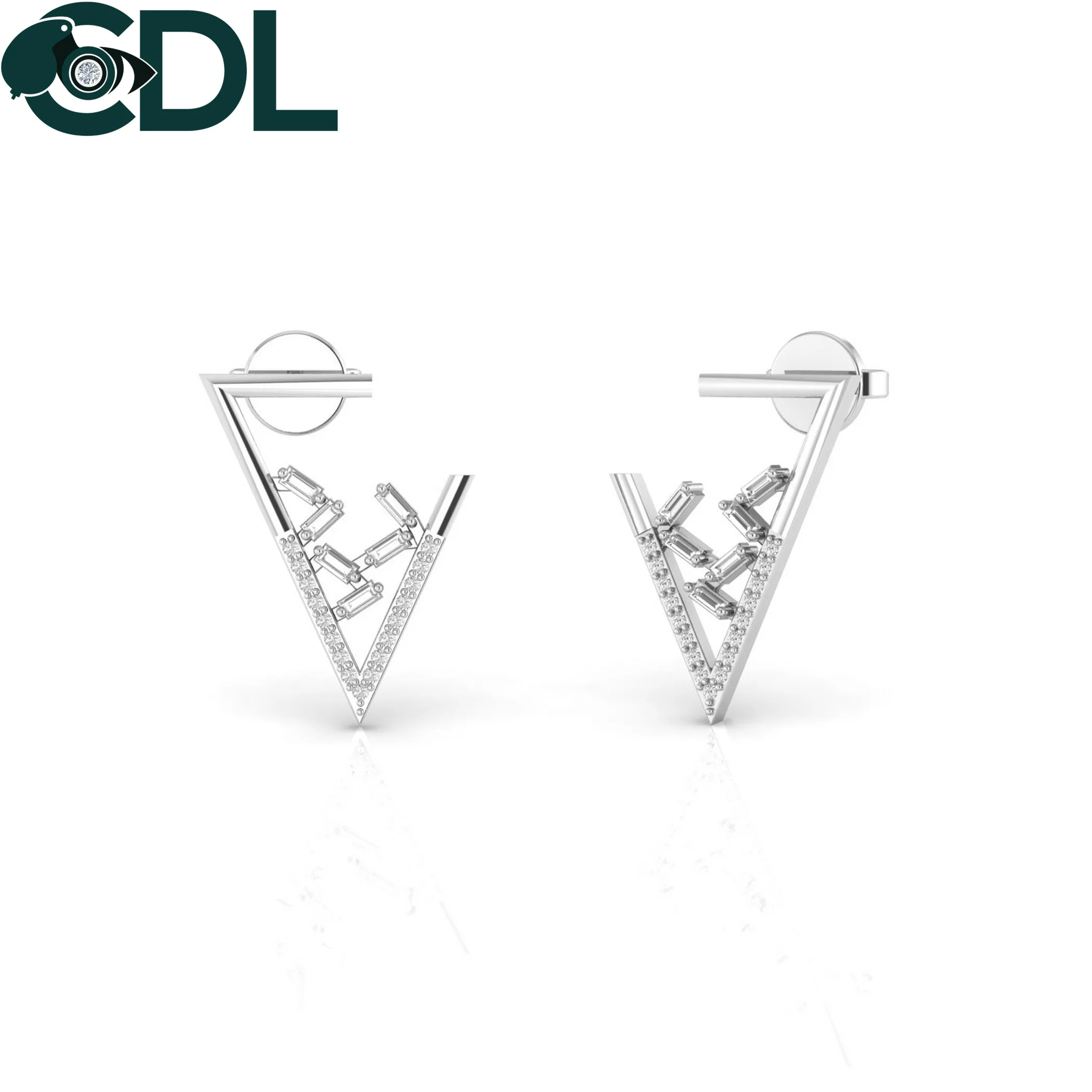 Серьги-гвоздики с бриллиантами Женские, круглые ювелирные украшения в форме багета треугольной формы под золото 14 карат, хороший подарок на день Святого Валентина
