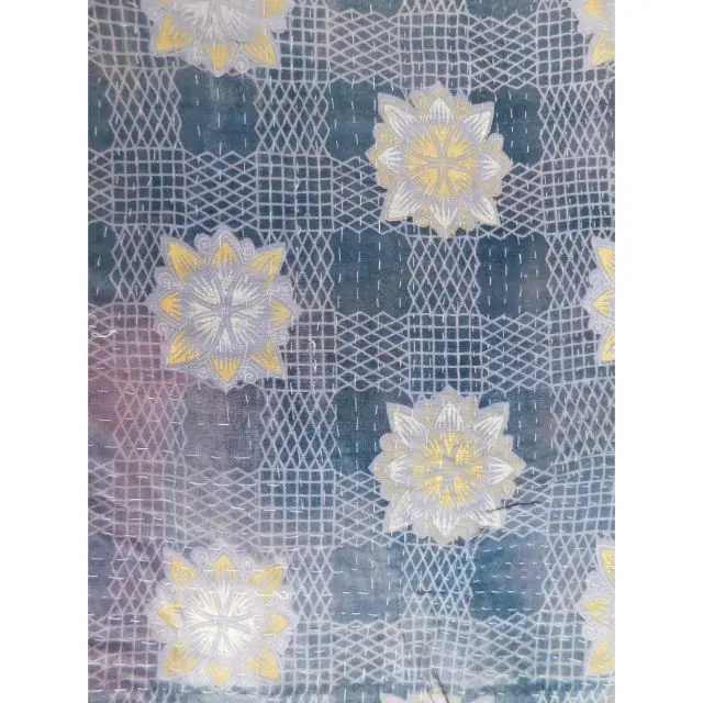 Богемное дизайнерское Двустороннее хлопковое винтажное одеяло ручной работы в стиле хиппи постельное белье сари Тканое покрывало kantha