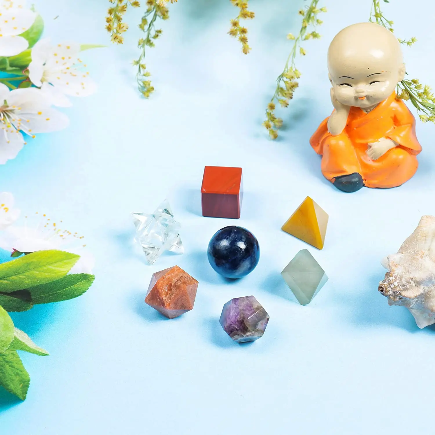 Gemstone Geometry Set Chakra Sacred Geometry Set With Wooden Box