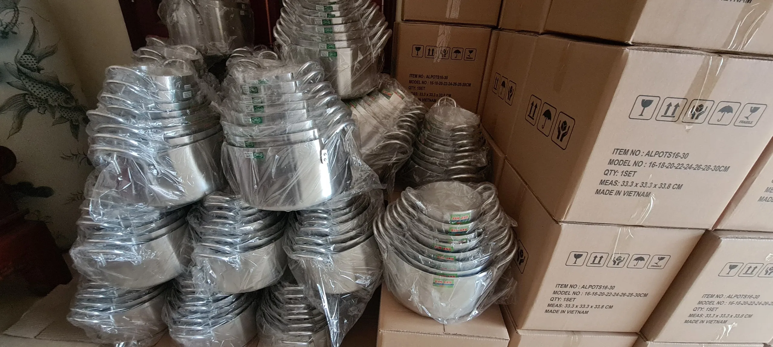 ALUMINUM POT COOKWARE SET SIZE FROM 14 TO 36CM FDI KIM ANH VIETNAM