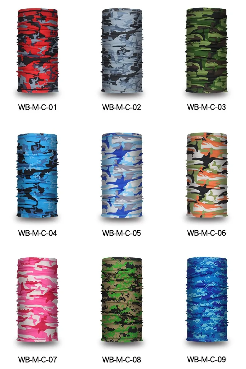 Outdoor headwrap Tactical Camouflage Mask Scarf Face Cover Breathable Polyester Neck Gaiter Camo Seamless Bandanas