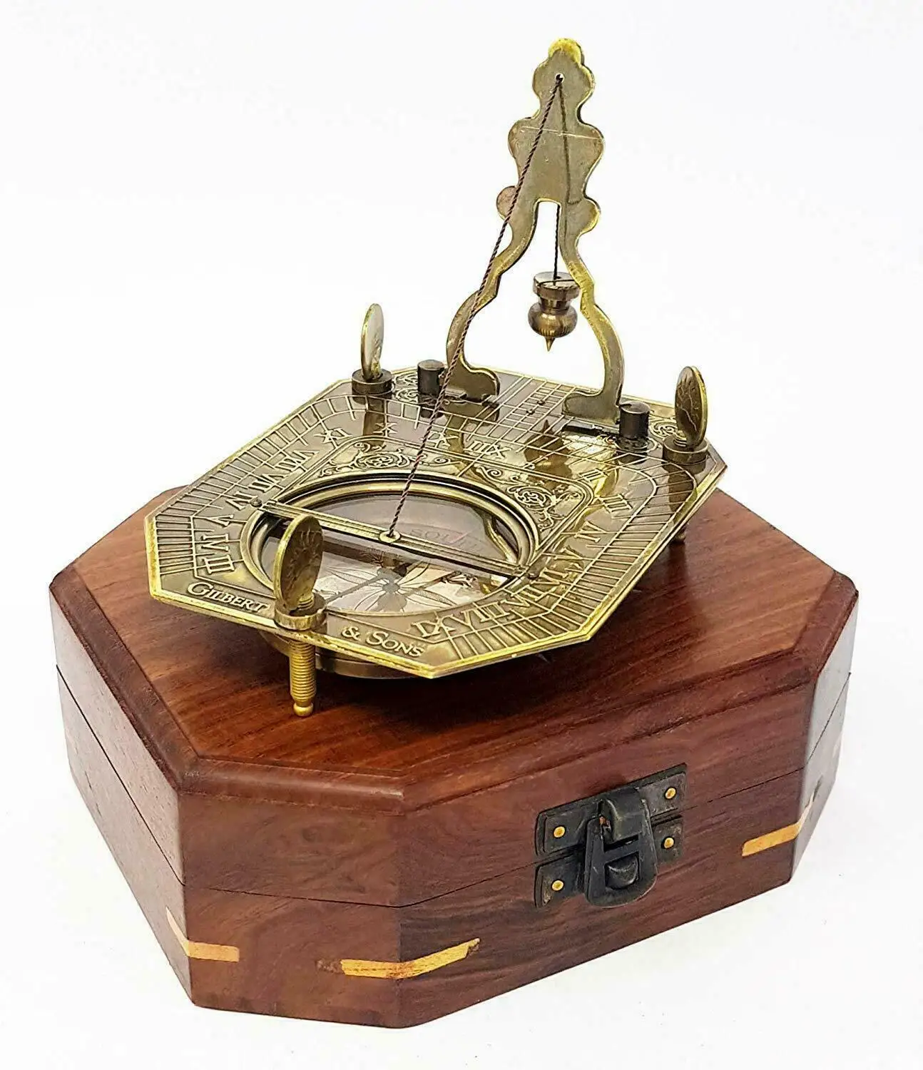 Маятниковый компас sundial 5 дюймов латунь с деревянной коробкой подарок для домашнего декора