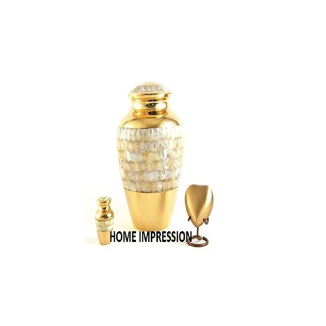 Wholesale Bulk White And Gold Engraved Metal Urns Cremation Ashes Pots And Jar Set Of 4 Different Sizes Pewter Casted Urns