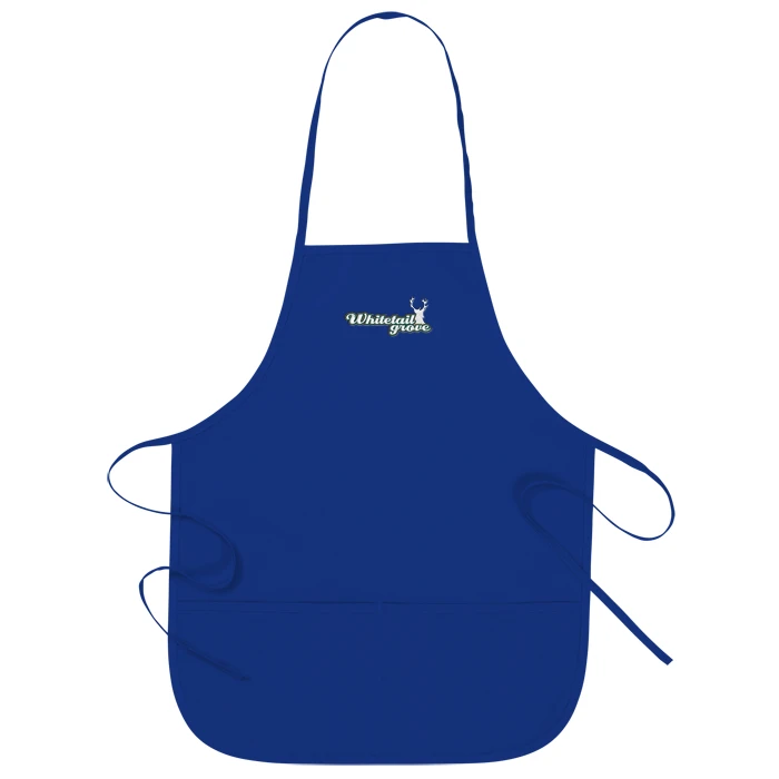 Cheap 130gsm OEM solid design V-neck side tie customized butcher kitchen baking children buckle Funny apron with slogan printed