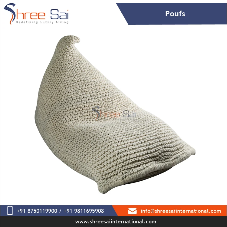 World Wide Selling Hand Knitted Wool Poufs with Polystyrene Balls Filling for Bulk Buyers
