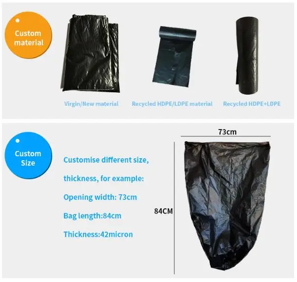 Star sealed heavy duty waste bags customized large black bin bags roll packed Low price Direct from Vietnam Factory